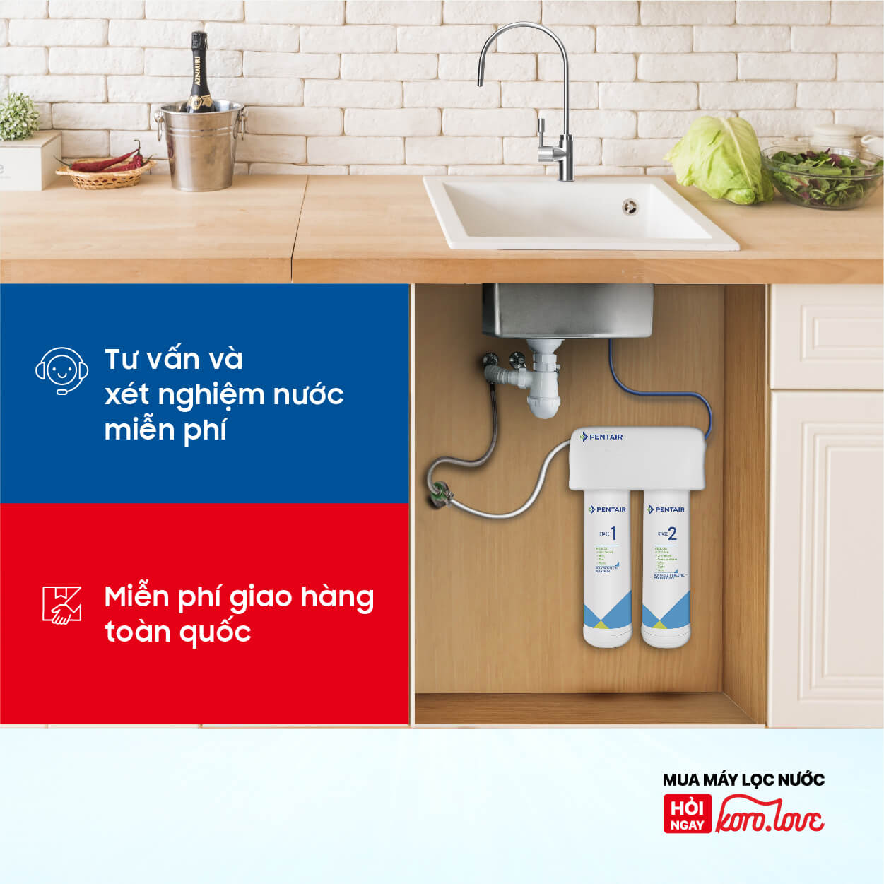 Hình ảnh demo lắp đặt thực tế của Máy lọc nước Pentair F2200 ở gia đình