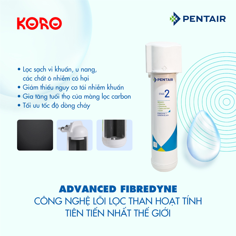 Máy Lọc Nước Pentair F2200-2 không vòi 12 ADVANCED FIBREDYNE CONG NGHE LOI LOC THAN HOAT TINH THE HE MOI
