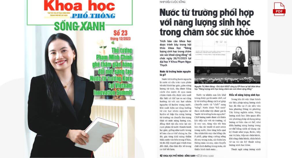 NƯỚC TỪ TRƯỜNG PHỐI HỢP VỚI NĂNG LƯỢNG SINH HỌC TRONG CHĂM SÓC SỨC KHOẺ